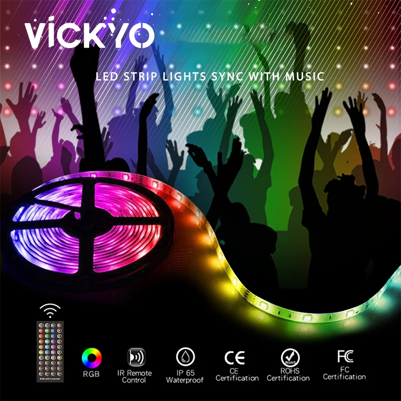 

Светодиодная лента VICKYO RGB 5050 с дистанционным управлением звуком и подсветкой