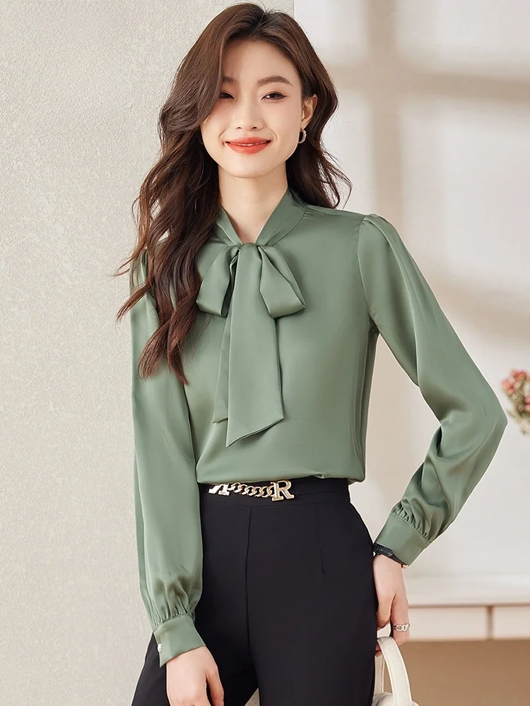 Женские рубашки Romon с простым и универсальным воротником длинными рукавами