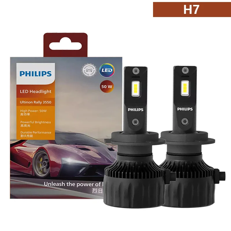 Philips LED H4 H7 H11 100 Вт 9000LM Ultinon Rally 3550 HB3 HB4 HIR2 Автомобильный головной фонарь 6500K Белый мощный люмен Ватт Светодиодные лампы 2X