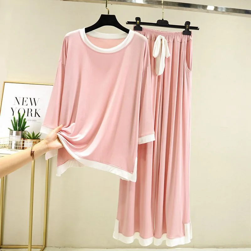 

Spring 2PCS Women Pajamas Sets Casual Sexy O-Neck Full Sleeve Shirts Coat Pyjamas Pant Suit Sleepwear Nightwear Casual Home Wear