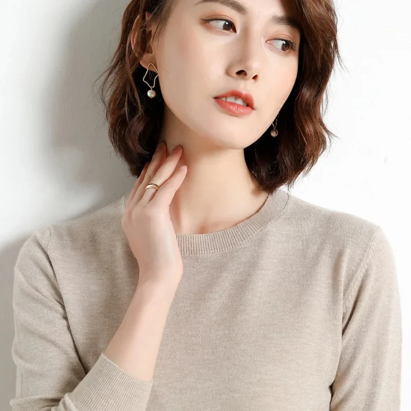 

Pull à col rond pour femme, vêtement basique, chaud, décontracté, à la mode coréenne, tricoté, collection