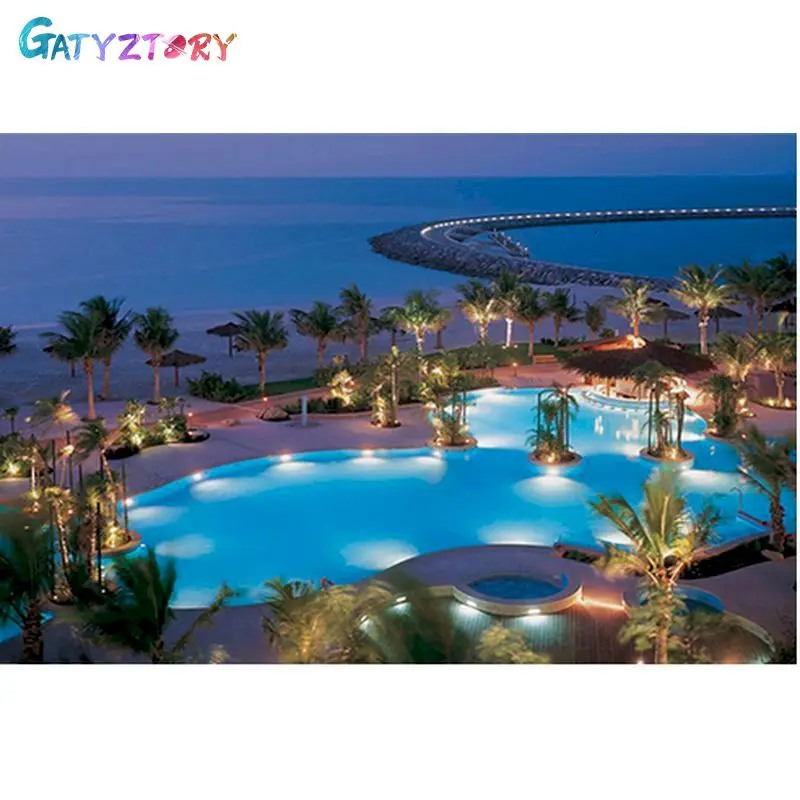 

GATYZTORY Paint By Number Seaside Landscape Drawing On Canvas HandPainted Art Gift DIY Pictures By Number Scenery Kits Home Deco