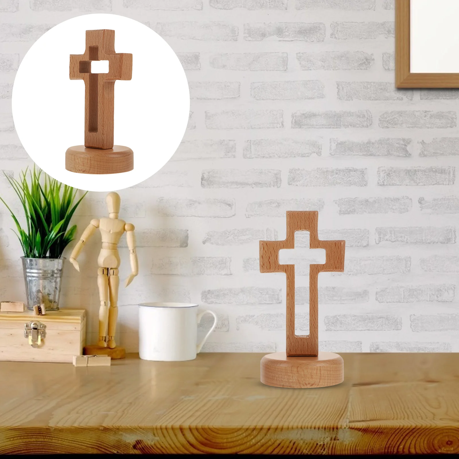 

Hollow Cross Decorative Household Display Rustic Home Crafts Decoration Collection Wood Shaped Adornments