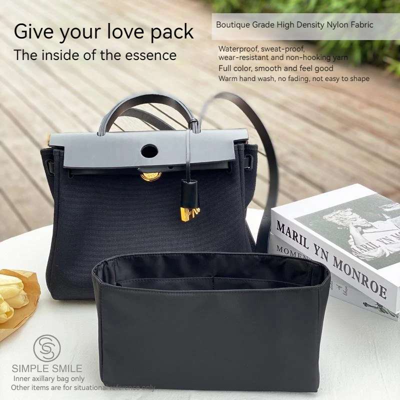 For HERMES Herbag 31/39 Make up Organizer Felt Cloth Handbag Organizer Insert Bag Travel Inner Purse Portable Cosmetic Bags