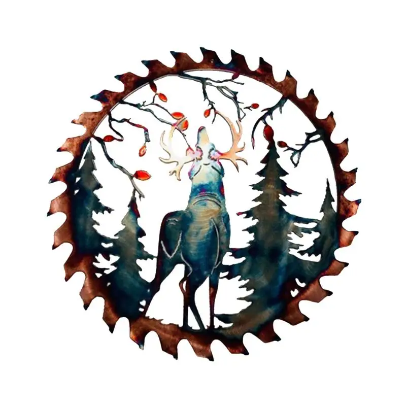 

Artist Decoration Elk Saw Blade Wall Decor Deer Metal Wall Art Forest Tree Sculpture Wall Decor For Indoor Outdoor Home