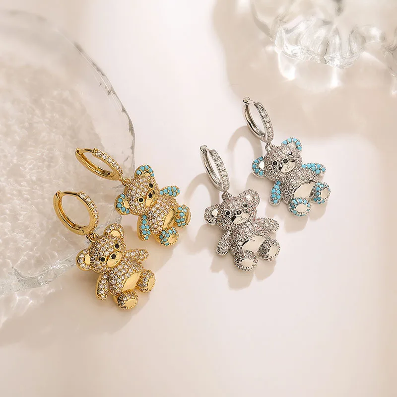 MIGALofe циркониевый медведь в комплекте полная искусственная подвеска висячие