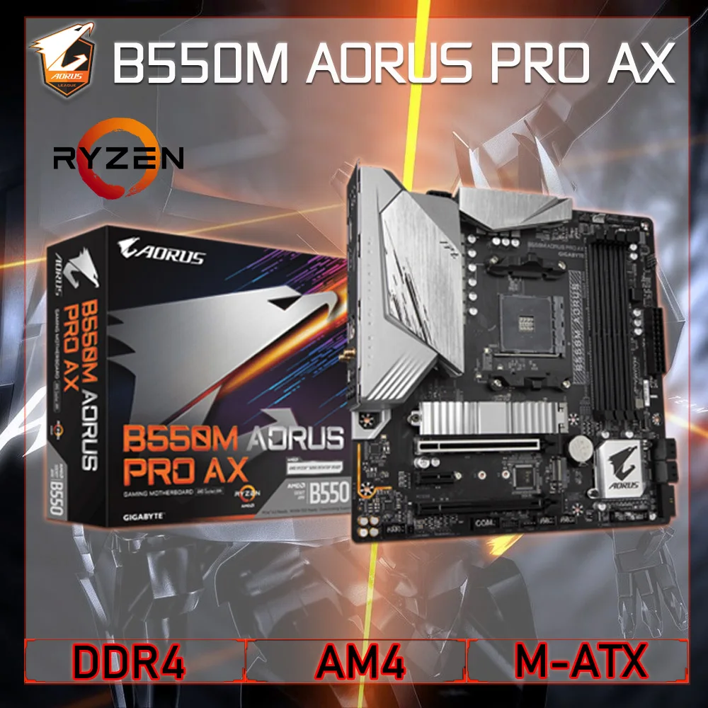 Toma de corriente AM4 Gigabyte B550M AORUS PRO AX, placa base AM4 AMD B550 Gaming Mainboard AM4 AMD Ryzen CPU AMD B550 DDR4 128GB PCI-E 4,0
