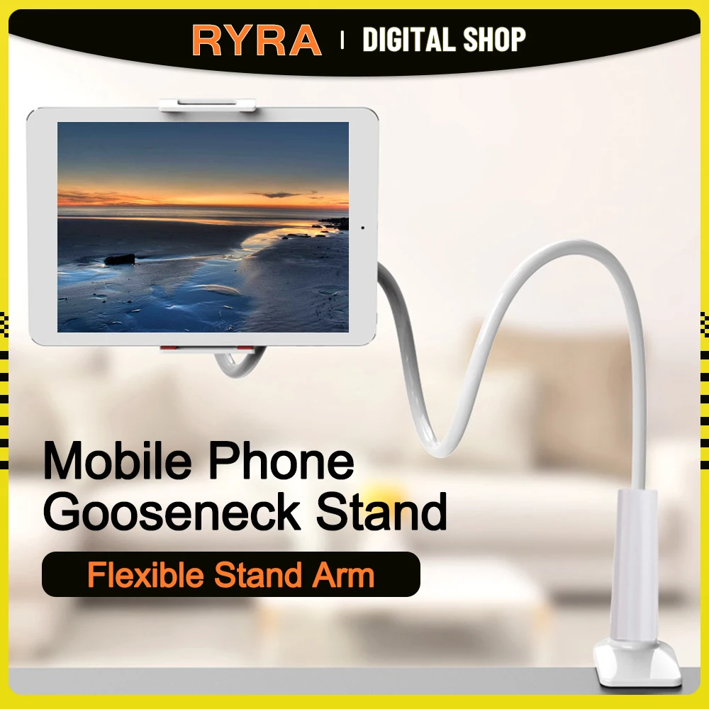 

RYRA Universal Lazy Mobile Phone Gooseneck Stand Holder Stents Flexible Bed Desk Table Clip Bracket For Phone Flexible Stand Arm