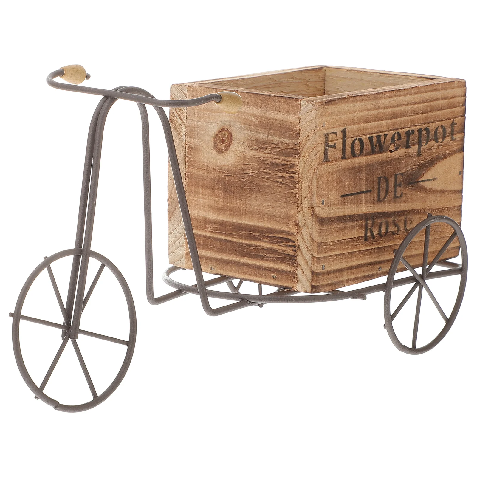 

Wooden Flower Planter Ornament Craft Box Pot Succulent Bicyclewood Tricycle Iron Stand Metal Minipots Basketbucket Square Gift