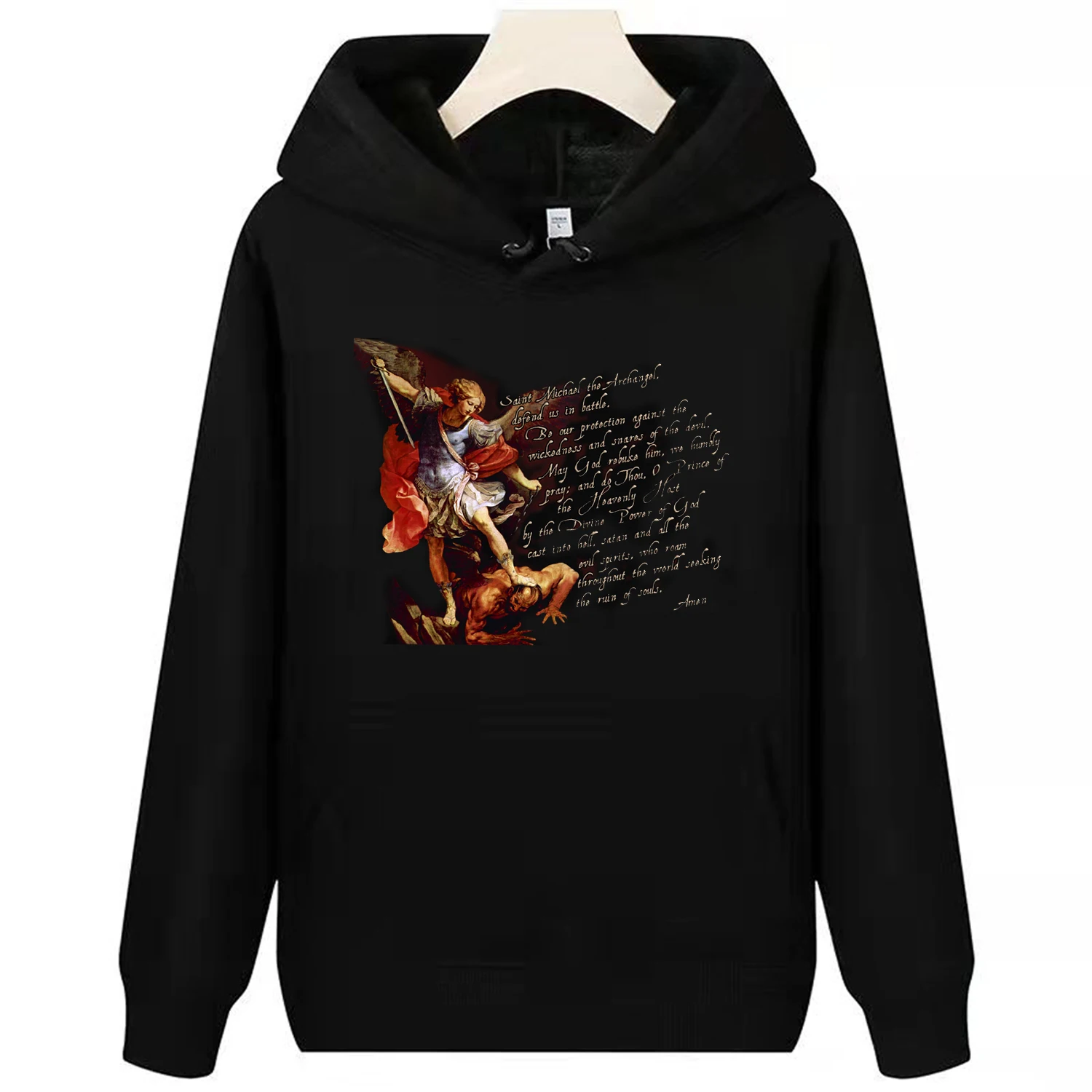 

US Army Airborne Quotes Saint Michael The Archangel Defend Us In Battle Hoodie 100% Cotton Comfortable Casual Mens Streetwear