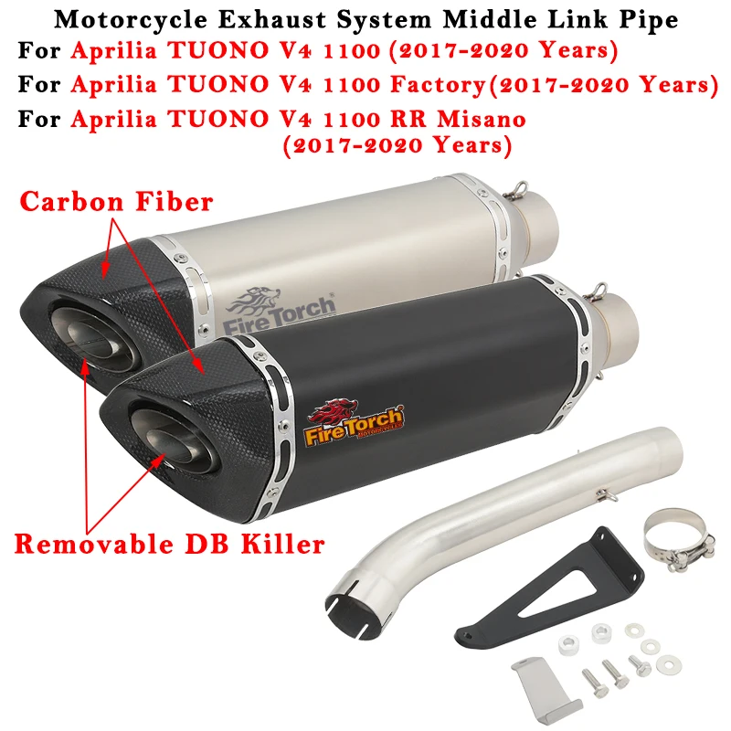 

Motorcycle Exhaust Escape Modified System Muffler With Middle Link Pipe For Aprilia TUONO V4 1100 Factory RR Misano 2017 - 2020