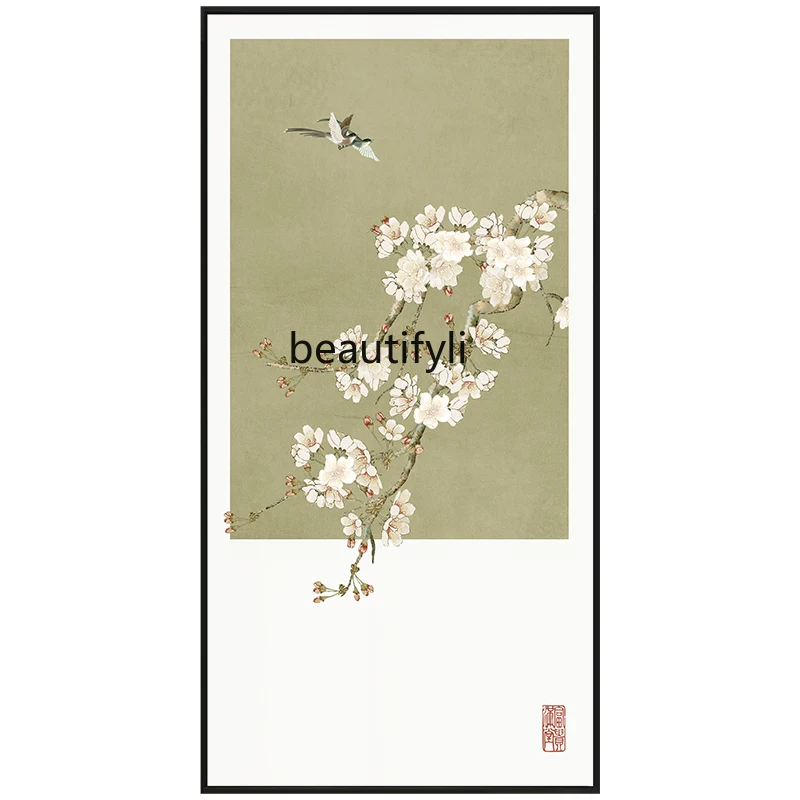 

CXH Flower Entrance Painting Peach Blossom Swallow Hanging Painting Artistic Landscape B & B Wall Painting