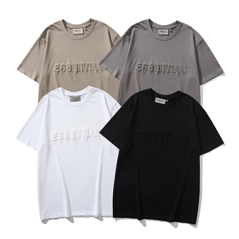 

LEE FOG Essentials Tshirts High Quality Casual Loose Top Tee 3D Letter Logo Men Women T Shirt