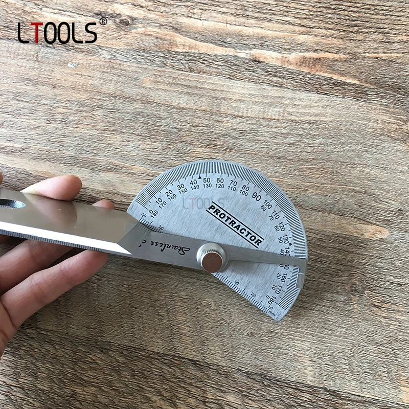 

150mm Angle Meter Measure Protractor Ruler 180 Degree Guage Goniometer Stainless Steel Woodworking Wood Measurement Tool