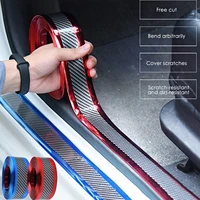 car stickers anti scratch door sill protector rubber strip carbon fiber car threshold protection bumper film sticker styling