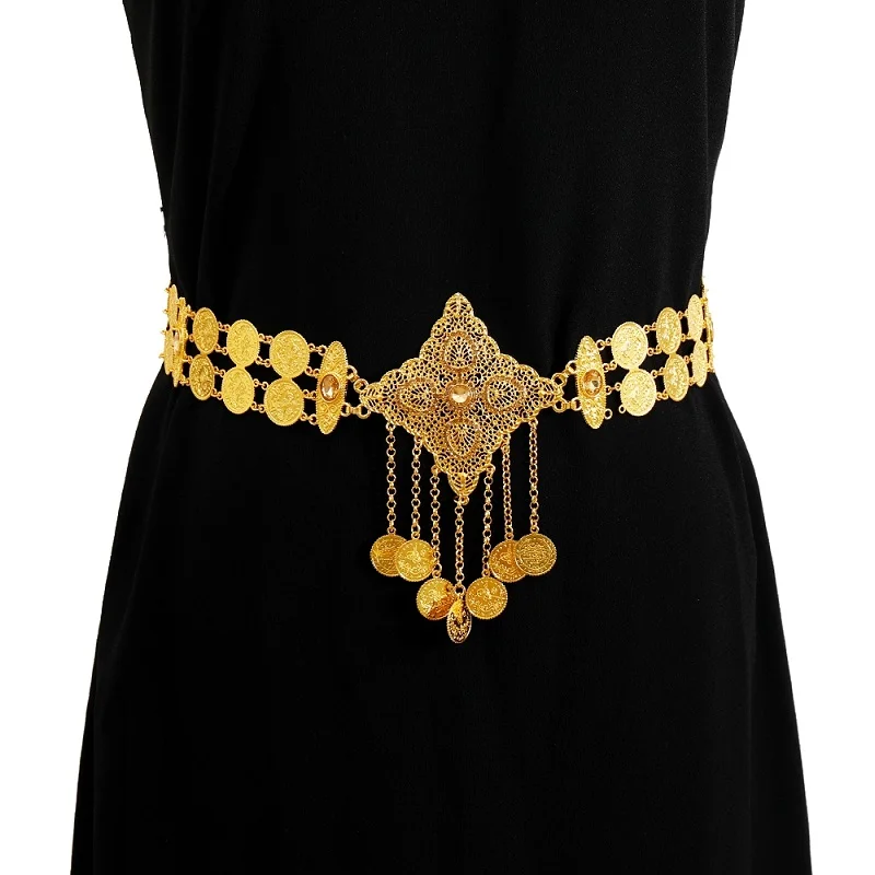 

Ethnic Style Coin Tassel Pendant Waist Chain For Women Bohemian Clothing Waistband Body Jewelry Belly Chain Dance Accessories