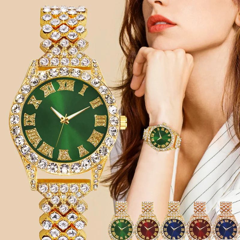 Enlarge Explosive Set Diamond Full Diamond Ladies Watch Couple Steel Band Watch Fashion Casual Trend Net Red Quartz Ladies New Watches