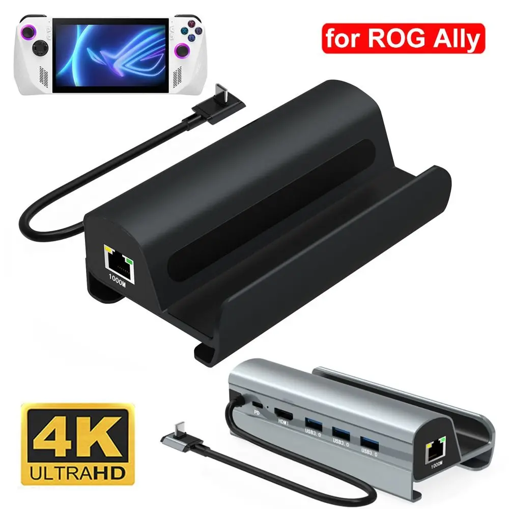 Фото Подставка для портативной консоли 4K, 60 Гц, база Gigabit Ethernet USB 3.0, игровая док-станция 6 в 1 для Asus ROG Ally/Steam Deck №1