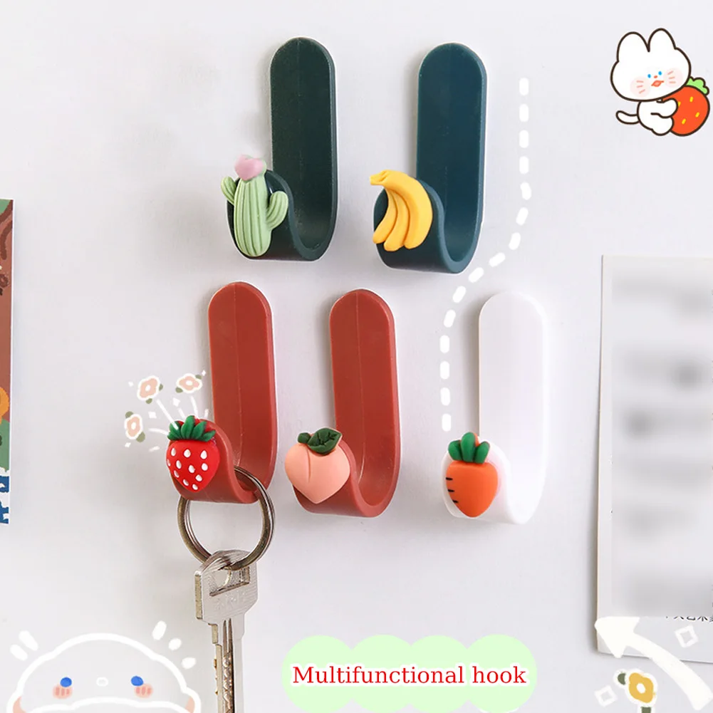 

1PCS Self Adhesive Wall Hook J-type Nordic Style Mini Strong Punch-free Hook For Coat Bag Bathroom Door Kitchen Hanger Hooks
