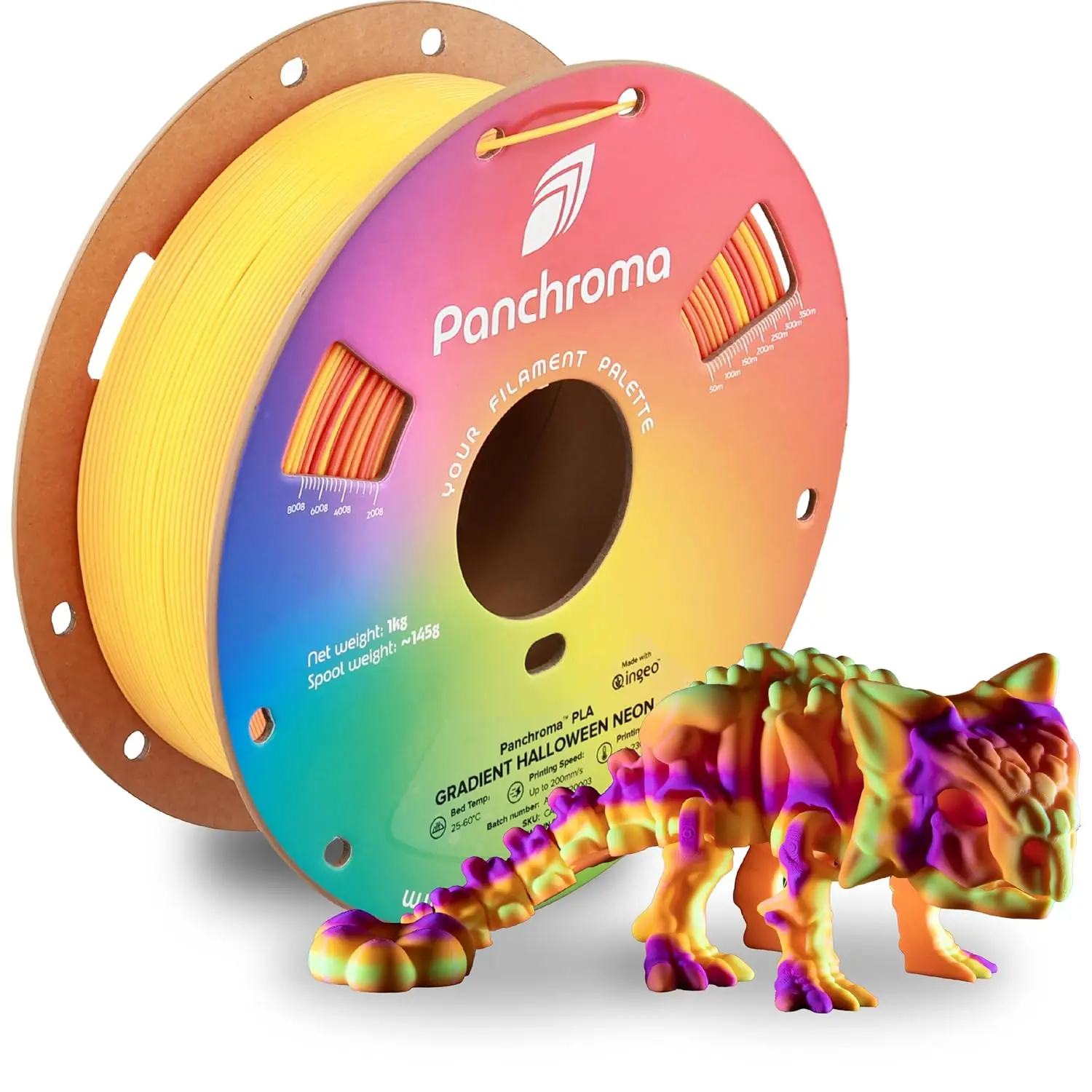 Фото Polymaker Panchroma ™   Градиентная неоновая PLA-нить 1.75мм 1.2кг, яркая флуоресцентная с эффектом смены цвета, для 3D-принтеров, совместимая с AMS №1