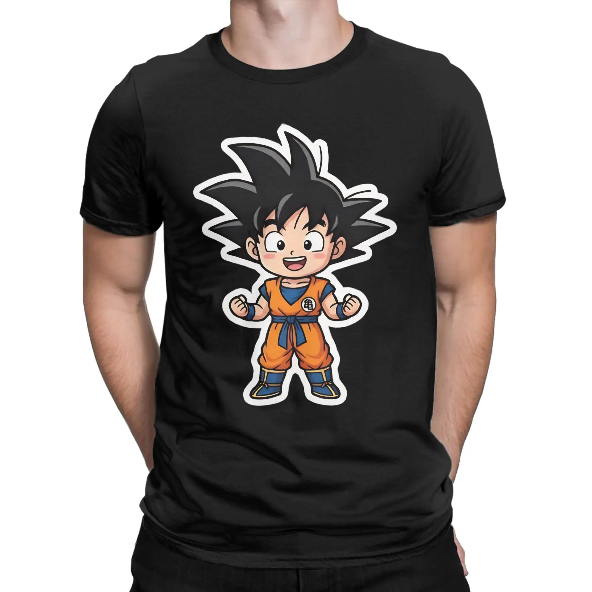 Фото Футболка Little Goku Dragon Ball для мужчин, эстетичная хлопковая футболка, пляжная дышащая модная крутая футболка с принтом, одежда оверсайз №2