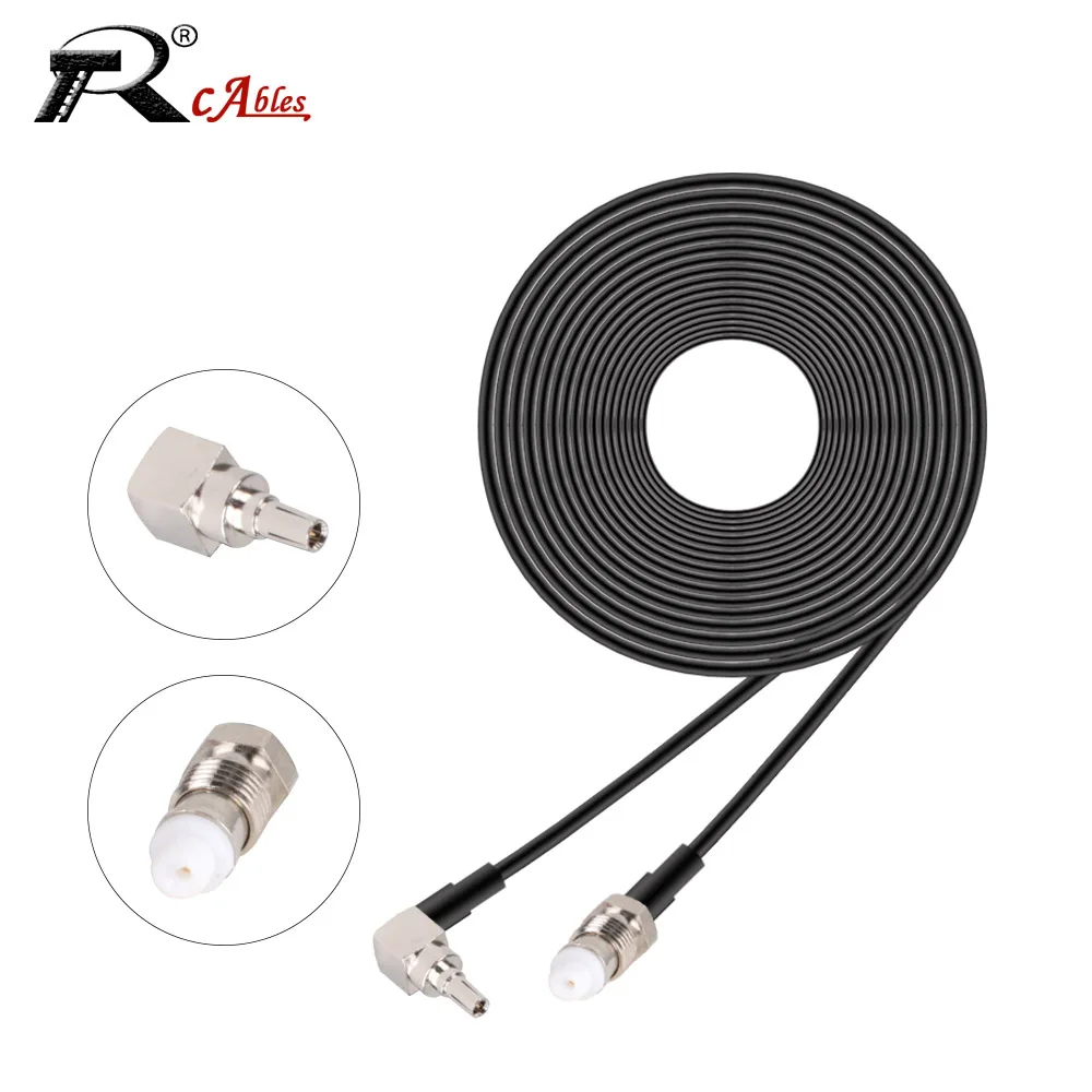 

Удлинительный кабель CRC9, коаксиальный удлинитель с разъемом 90 градусов на гнездо FME, RG174, Pigtail 3G, для модема, радиочастотный, 10-50 см