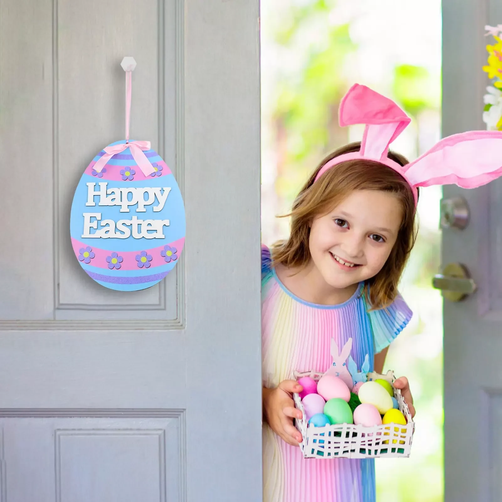 

Wood Bunny Ornaments Easter Wooden Bunny Centerpiece Sign Decor Bunny Egg Indicator Easter Decoration For Indoor Outdoor