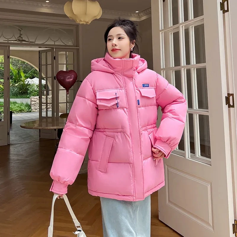 Women Winter Down Padded Jacket 2022 New Cotton Padded Jacket Klein Blue Loose Hooded Parkas Coat Warm Thick Female Cotton Coat