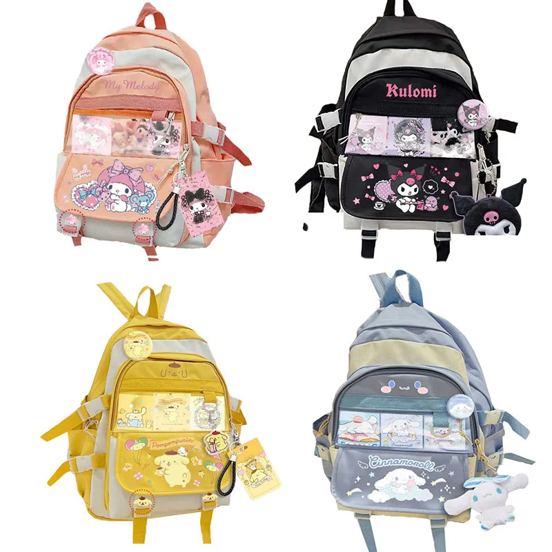 

Kawaii Sanrio Hello Kitty Mymelody Kuromi Cinnamorol Onpompurin Large Capacity Student Backpack Christmas Birthday Present