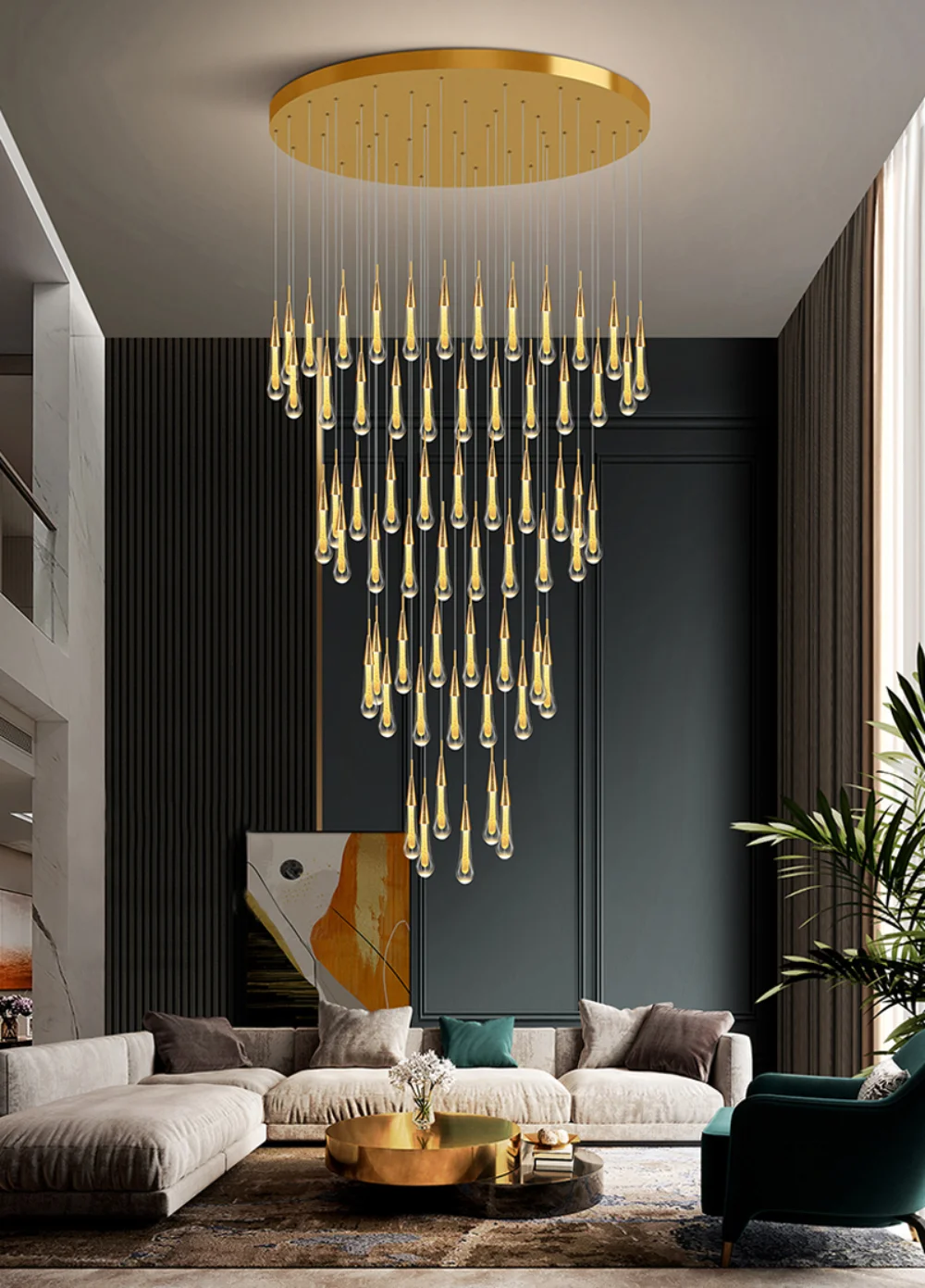 

LED pendant lamp Nordic modern Luxury Long Crystal Staircase Hanging Home Decor Large Villa Hallway Kitchen Light