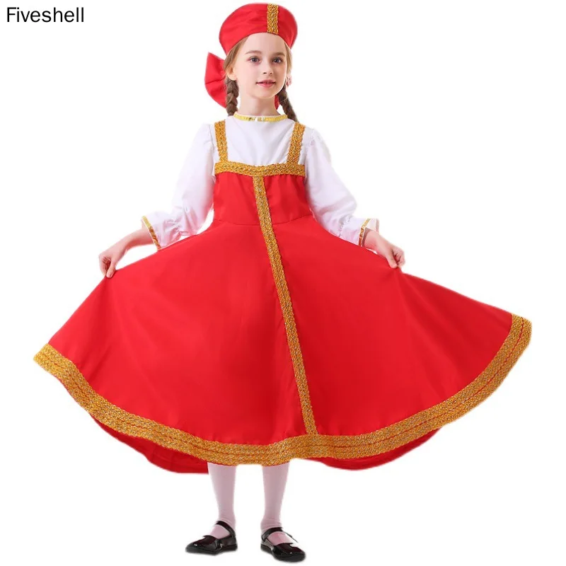 

2022 Russian Girls Cosplay For Girls Kids Ukrainian Traditional Dress Halloween Costumes Georgia Costume Vintage Dance Dress