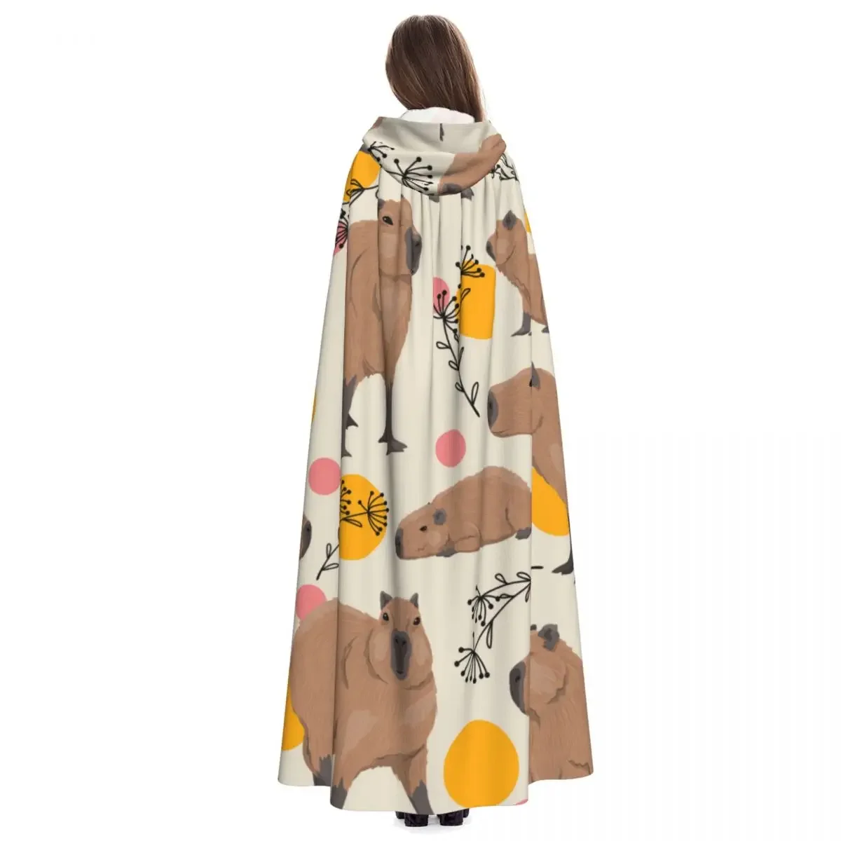 Kapibary dla dorosłych unisex rośliny i koła z kapturem długi kostium czarownicy Cosplay