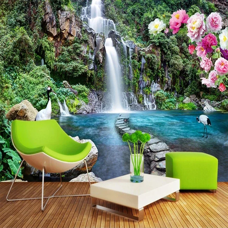 

Пользовательские 3D фото водопад пейзаж настенная живопись спальня гостиная диван ТВ фон домашний декор настенные Обои фреска
