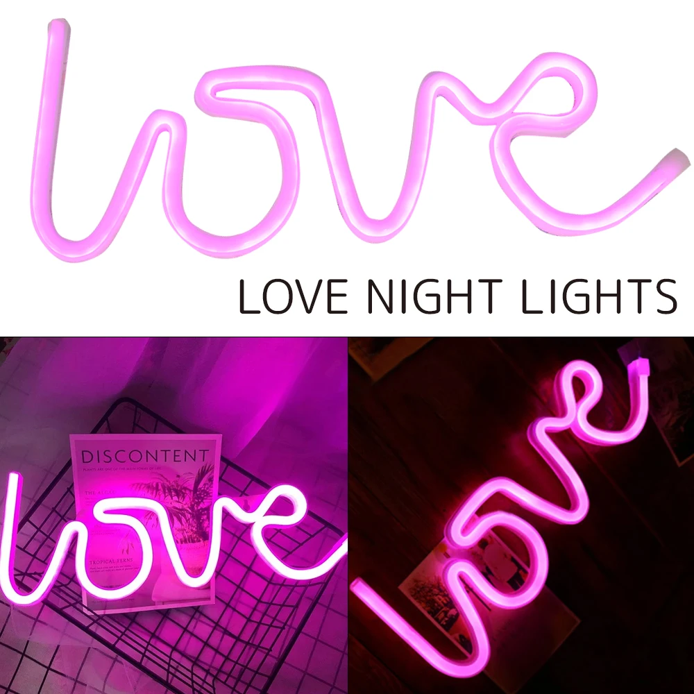 

NewLED Love Neon Sign Light Love USB Battery Operated Wall Night Lamp Home Party Bedroom Decor