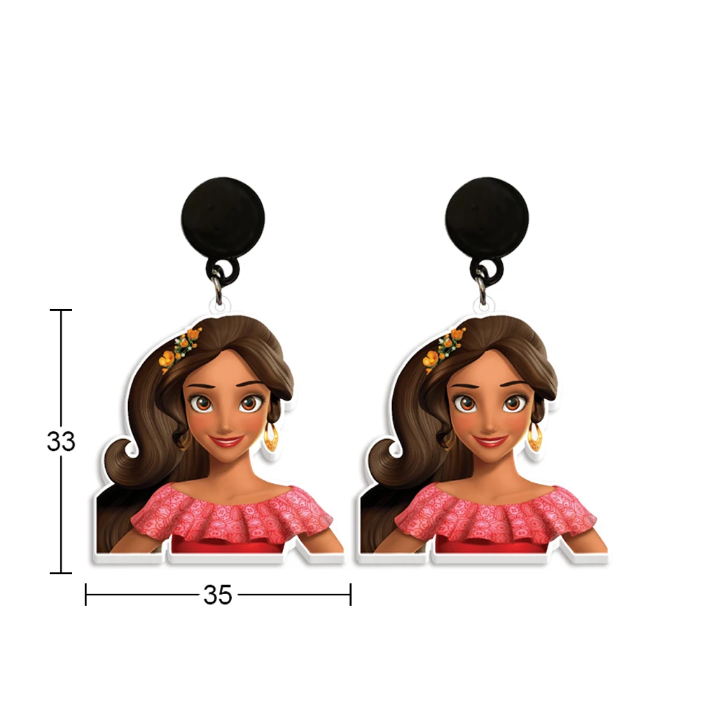 Фото Серьги-подвески Disney Elena of Avalor, дизайнерские серьги-капли, акриловые серьги из смолы для женщин и девочек, ювелирные аксессуары, подарки №3