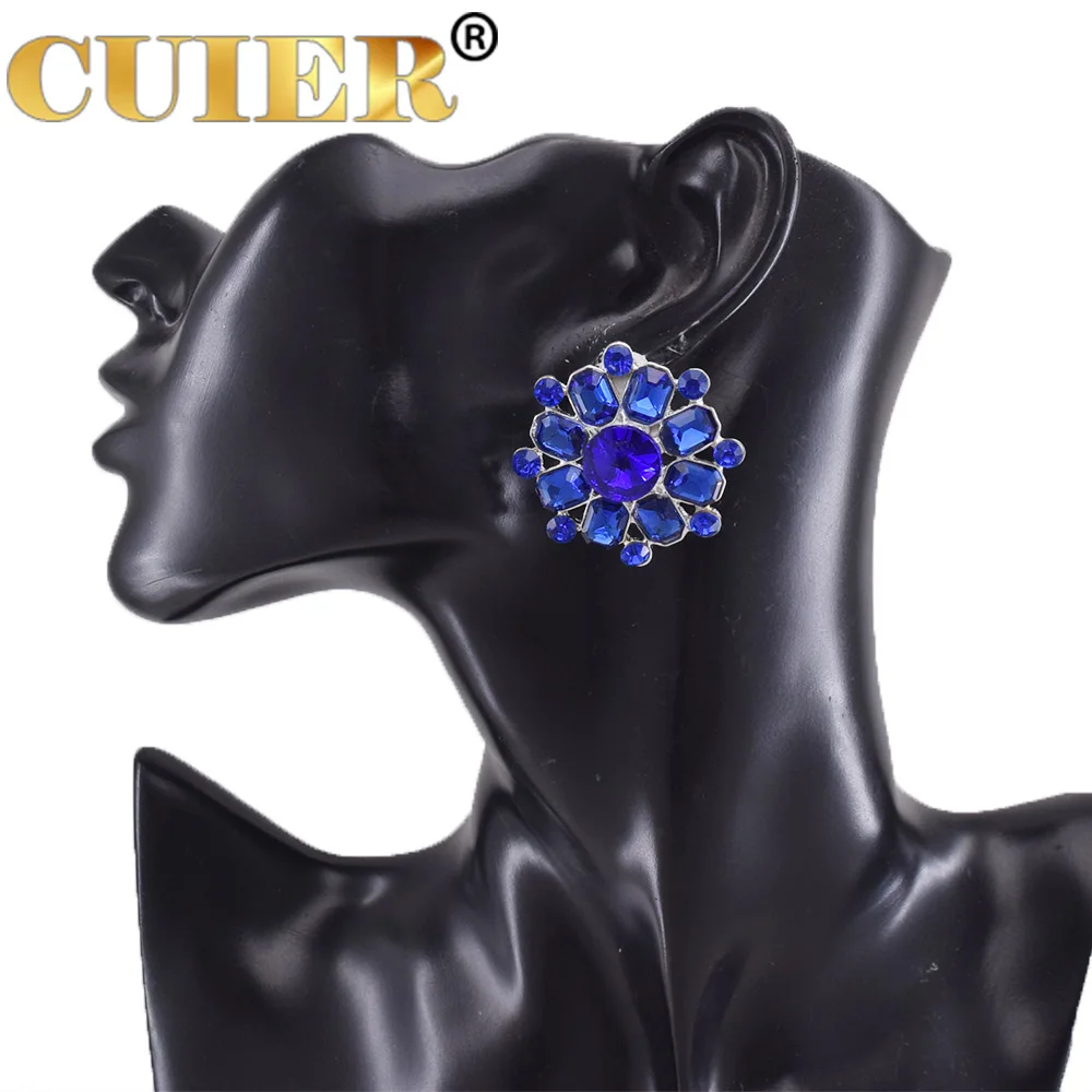 

CUIER 12Pairs Bulk Sale Stand out 36mm Round Flower Alloy Earring Ear Studs for Women Alloy Jewelry Girls Festive Gift