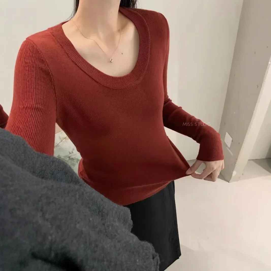 MISS Универсальный вязаный топ для похудения женский осенне-зимний базовый слой с