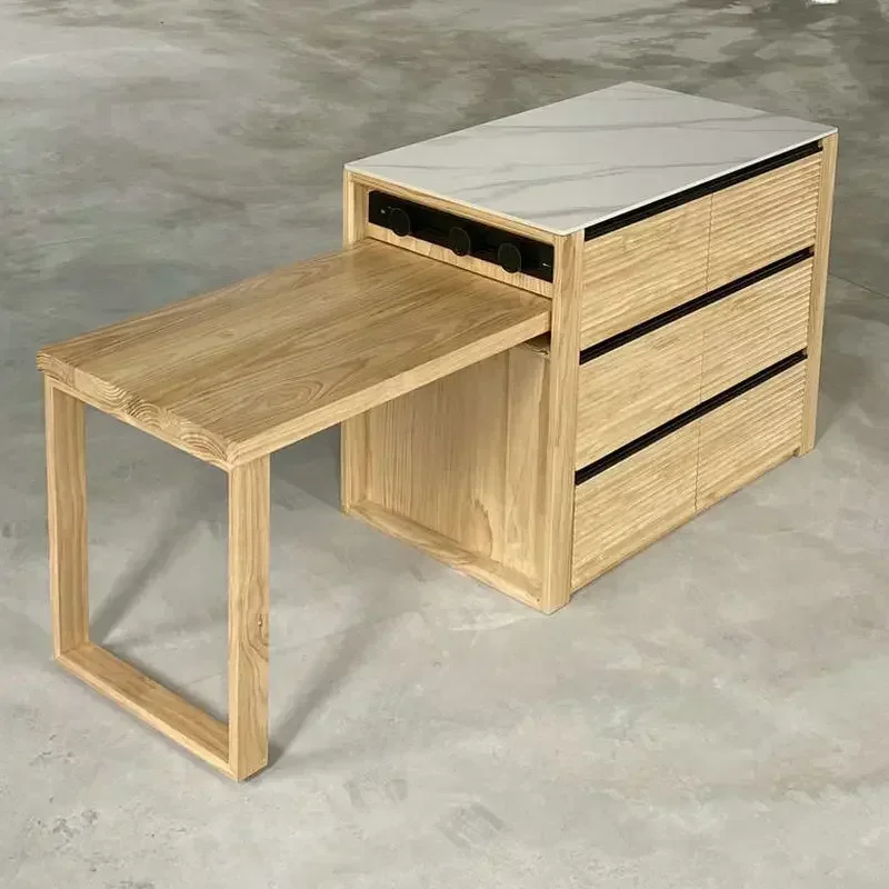 Кухонный кухонный остров из массива дерева каменная плита барный шкаф средний