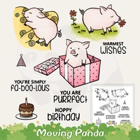 cute piggy gifts cutting dies and clear stamp happy birthday diy scrapbooking metal cut dies silicone stamps for cards decor