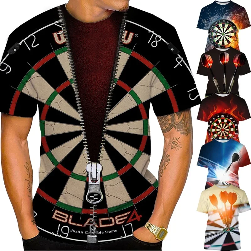 

New Summer Funny Men's T-shirt 3d Printed Dart Board Pattern Men's T-shirt Fashion Casual Large Round Neck Short Sleeve T-shirt