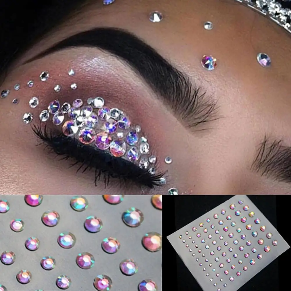 Body Face Makeup Temporary Glitter Eyes Stickers DIY Nail Art Rhinestone Diamond Decor