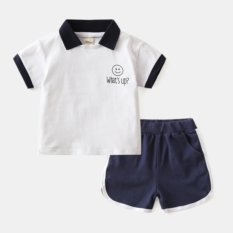Fashion Boy Baby Sets Casual Clothing Summer Outfits Short sleeves Lapel T-Shirts+Shorts 2PCS Suits Kids Boys Tracksuit for 1-6Y