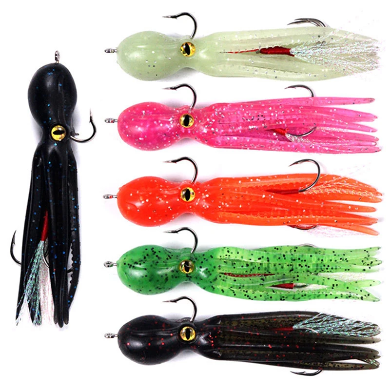 

21g/11cm Squid Skirts Fishing Soft Bait Artificial Saltwater Sea Lure Tackle Pesca Fishing Tackle Double Sharp Hook Assist Rig