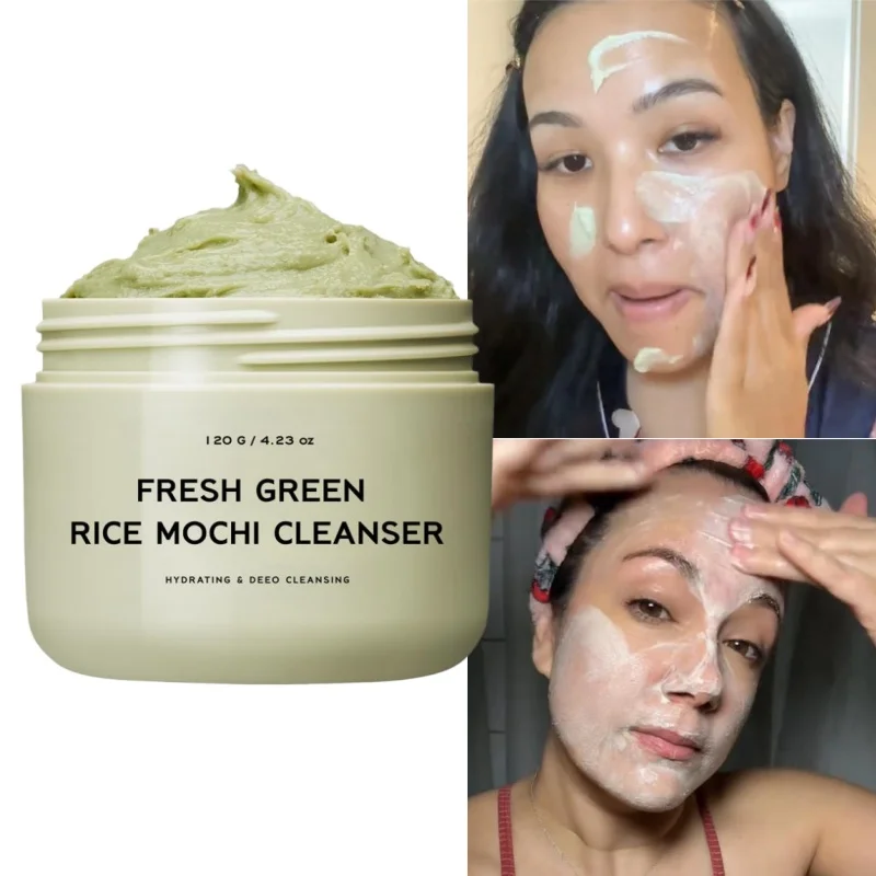 Фото Очищающее средство для лица Rice Mochi Green Bean, глубоко очищающий и увлажняющий скраб для контроля жирности пор, корейская косметика №1