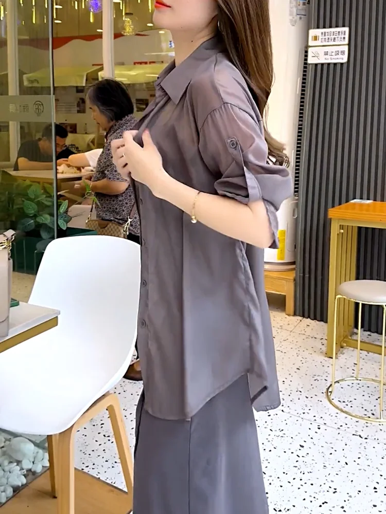 European Goods Fashion Temperament Polo Collar Chiffon Shirts Women's Spring Summer New Design Lace Cardigan Sun Protection Top