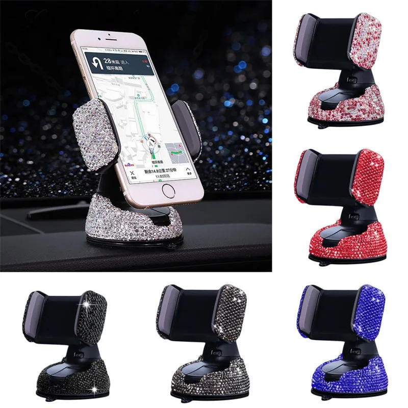 

Crystal Rhinestones 360 Degree Car Phone Holder for Car Dashboard Auto Windows and Air Vent Universal Car Mobile Phone Holder