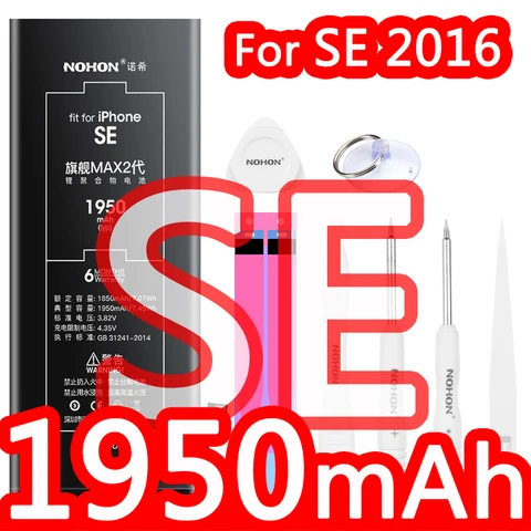 Аккумулятор NOHON для iPhone 6S 7 8 Plus 11 12 Mini 13 Pro MAX X XS XR SE 2020 SE2 SE3 5 5S 5C 6, сменный литий-полимерный аккумулятор