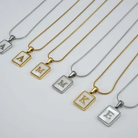 new stainless steel snake bone chain 26 letter necklace female square shell capital letter pendant clavicle chain jewelry gift