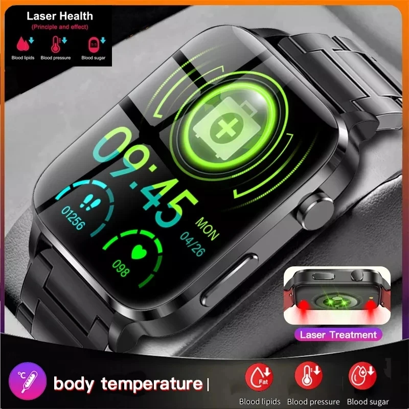 

Blut Zucker Smart Uhr Männer Laser Unterstützt Therapie Drei Hohe Blutdruck Monitor IP68 Wasserdichte Smartwatch Frauen Für Xiao