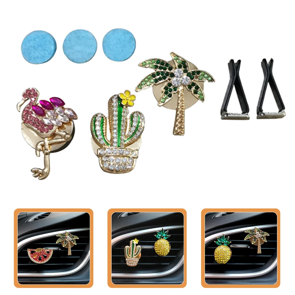 

3pcs Car Air Vent Clip Car Air Freshener Clips Flamingo Cactus Car Interior Decor